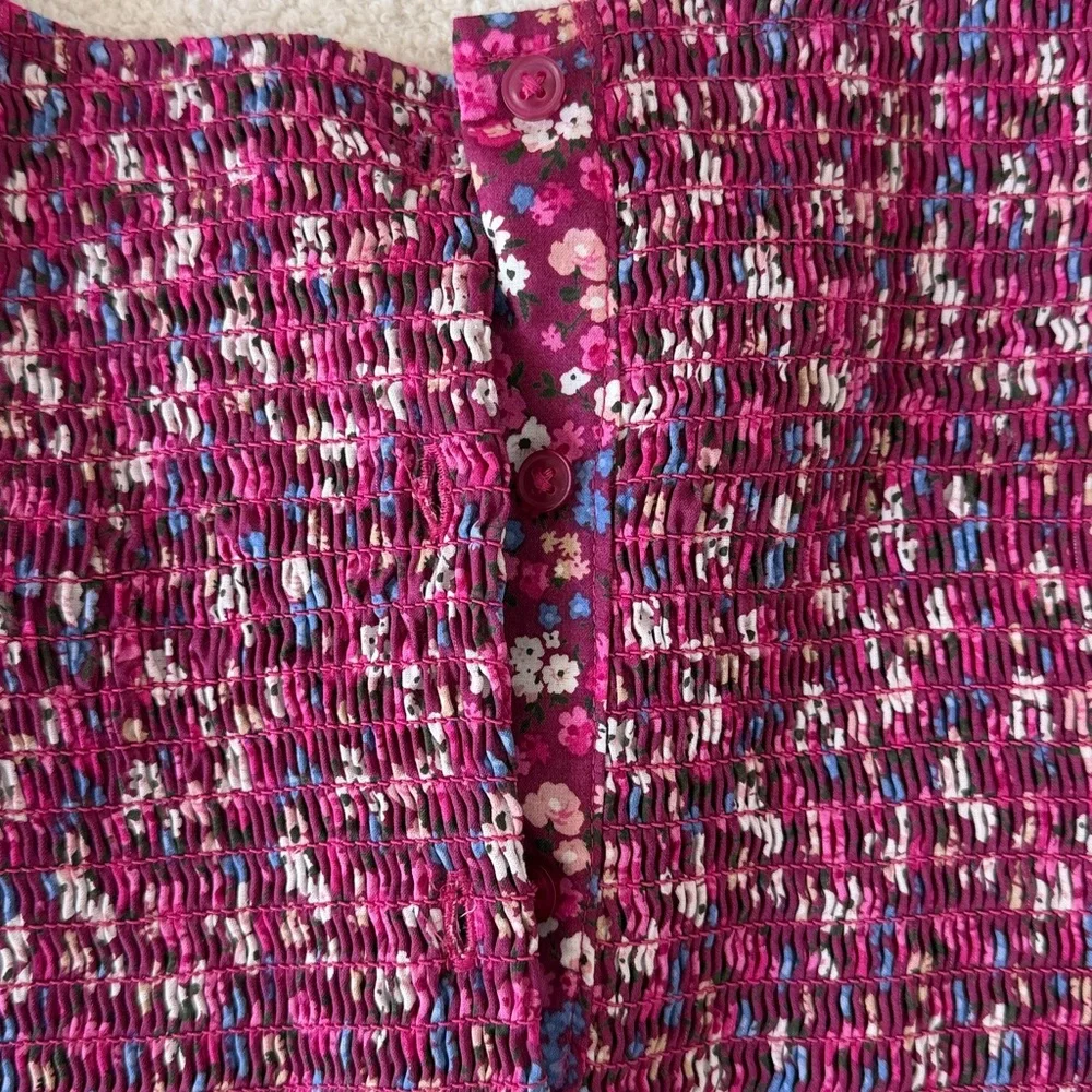 Janie and Jack Mauve Pink Floral Shirred Dress with Ruffle Hem